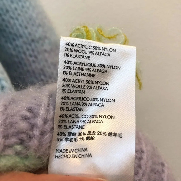 Anthropologie Pastel Wool Alpaca Knit Rainbow Colorful Hi Neck Oversized Sweater - Picture 8 of 9